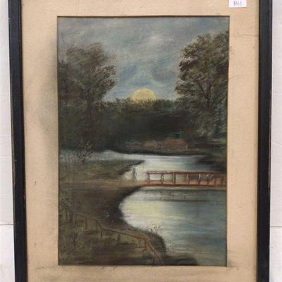 VINTAGE SUNSET PASTEL LANDSCAPE PAINTING
