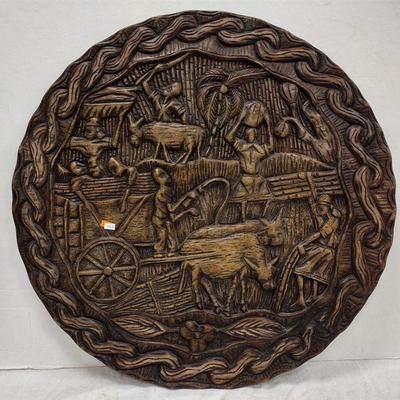 CARVED WOOD PLAQUE