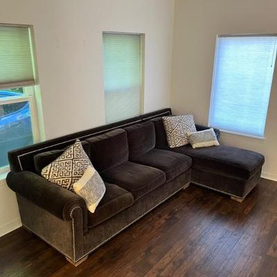 Luxury Velvet Sofa With Right Facing Chaise