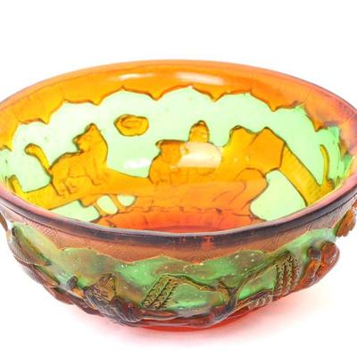 Chinese Rainbow Colored Peking Glass Dish