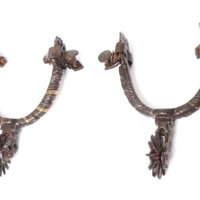 Spanish Colonial Gold & Iron Chiseled Spurs, Circa 1790s