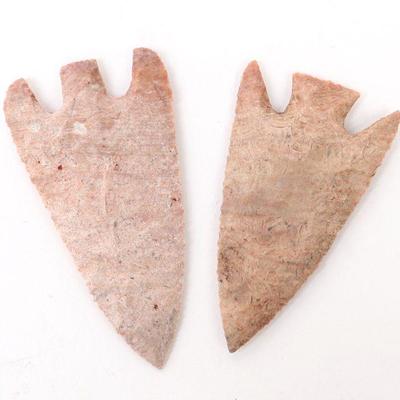 Two Hand knapped Arrowhead points