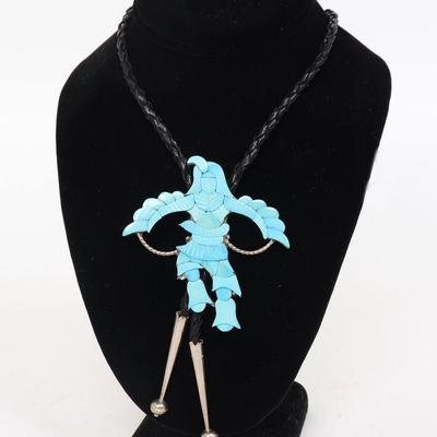 Native American J. Beyuka Turquoise & Silver Zuni Bolo