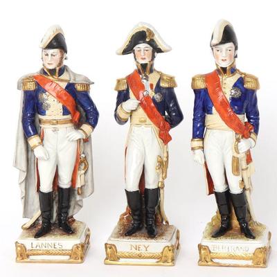 Dresden Hand-Painted Porcelain Statues (3) Of Napoleonic Era Marshalls