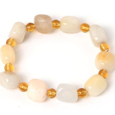 Gorgeous Stone & Amber Colored Beaded Bracelet