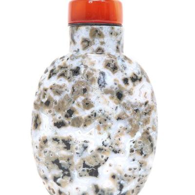 Chinese Geode Stone Style Carved Snuff Bottle