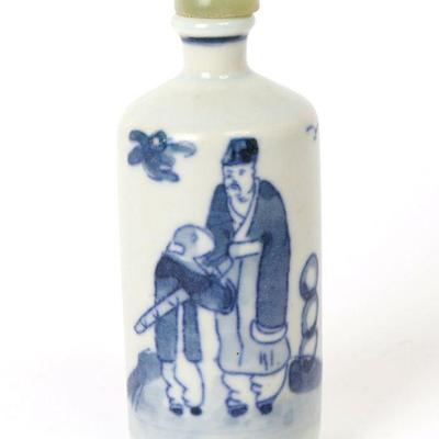Large Blue and White Chinese Porcelain Snuff Bottle