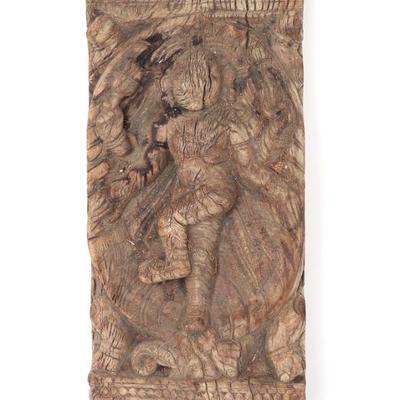 South Indian Wood Carved Relief Panel, 18th C. or Earlier