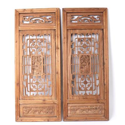 Pair of 19th Century Chinese Wood Window Screens