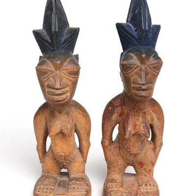 Twin Female Yoruba Wood Carved Ibeji