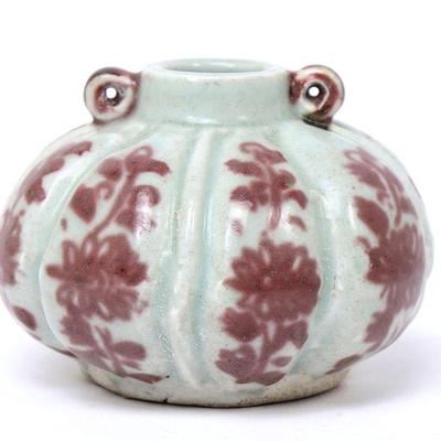 Antique Miniature Chinese Red Underglaze Porcelain Vase