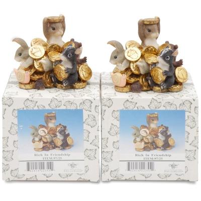Lot Of 2 Fitz & Floyd Charming Tails "Rich In Friendship" Figurines