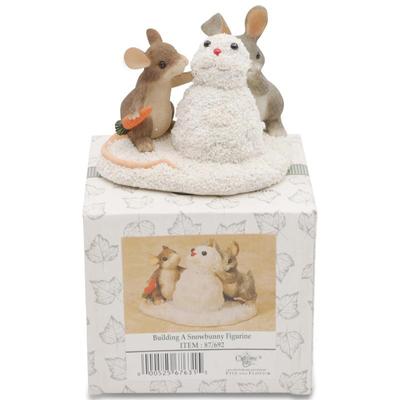Fitz & Floyd Charming Tails "Building A Snowbunny" Christmas Figurine