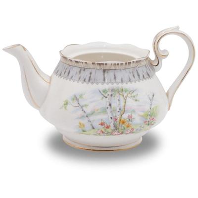 Vintage Royal Albert Silver Birch Bone China Teapot