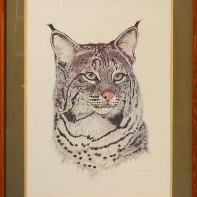 Signed "Bobcat" Limited Edition Lithograph by Jacquie Marie Vaux