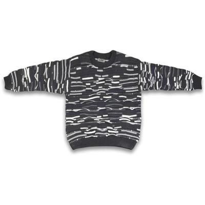 Vintage Coogi Australia 3D Knit Black And White Wool Sweater