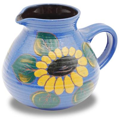 Vintage Spanish Hand Painted Sunflower Pitcher Jug