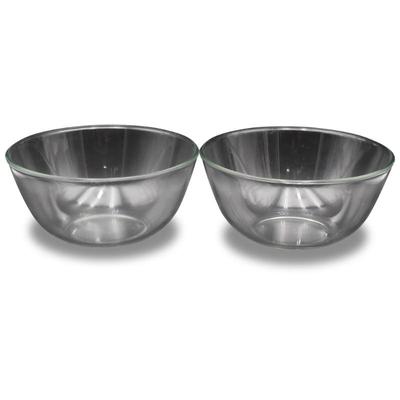 Set Of 2 Large Clear Glass Mixing Bowls