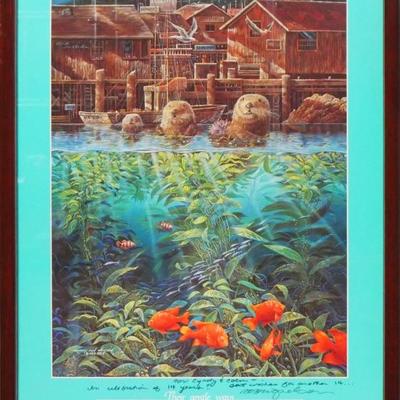 "California Sea Otters" by Robert Lyn Nelson Print, Framed & Signed