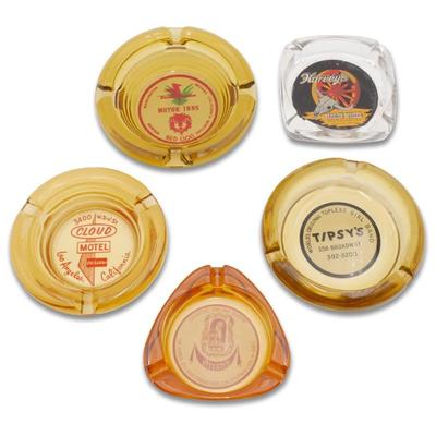 Assorted Vintage Glass Ashtrays ft Cloud Motel + More (Total Of 5)