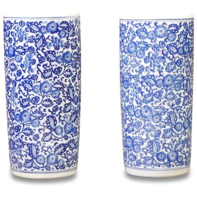 Pair of Blue & White Chinese Ceramic Umbrella Stand / Vases