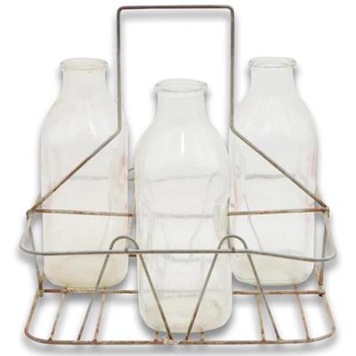 Metal Carrier w/Three Glass 1/2 Gallon Bottles