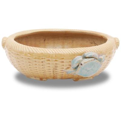Shiwan Chinese Pottery Flower Pot Crab On Rim