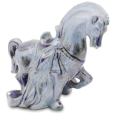 Vintage Oriental Ceramic Horse Statue Flowing Robe