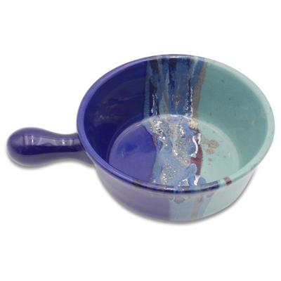 Handmade Ceramic Soup Mug, Signed "Neher 2005"