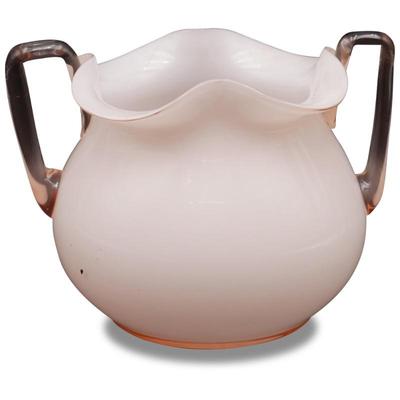 Pink Art Glass Bowl With Handles