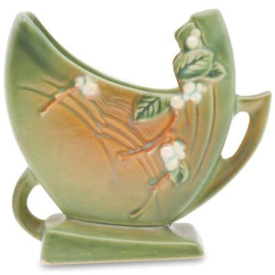 Roseville Pottery Snowberry Ceramic Pillow Fan Vase