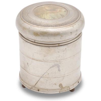 Antique Metal Round Portrait Powder Puff Music Box