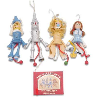 1983 Kurt Adler Wizard Of Oz Wood Pull String Ornaments & Book