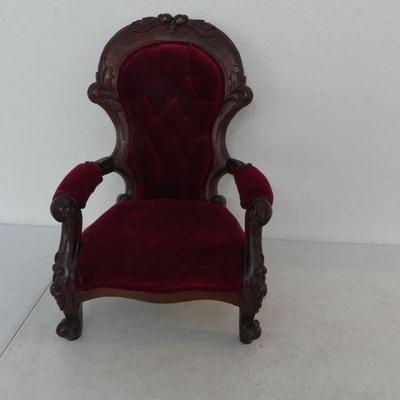 Vintage Victorian Style Red Velvety Child's Throne - 14¼" x 22¼" x 13"