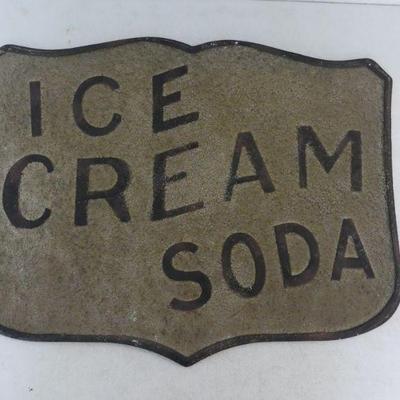 Vintage Distressed Look Metal Ice Cream Soda Sign - 25