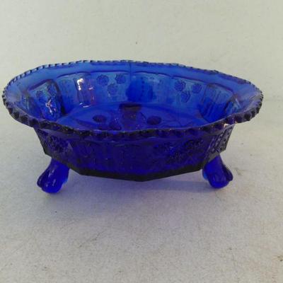 Vintage 1920s Fenton EAPG "Butterfly and Berry" Cobalt Blue 3-Toed 9" Console Bowl