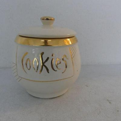Vintage McCoy Pottery "Cookies" Gold Trim Cookie Jar