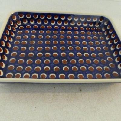 "Pheasant Feathers" by Boleslawiec Polish Pottery - Rectangular Baker
