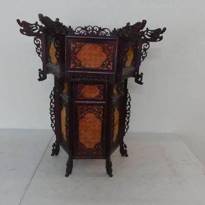 Vintage Oriental Ornately Carved Zitan Wood Lantern Frame - 29" Diameter Widest x 29" Tall