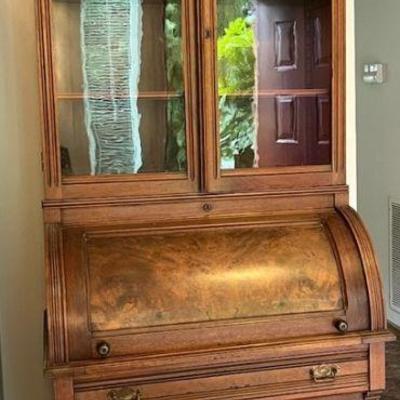 C Brothers Antique Secretary * Burlwood Veneer * Great Size
