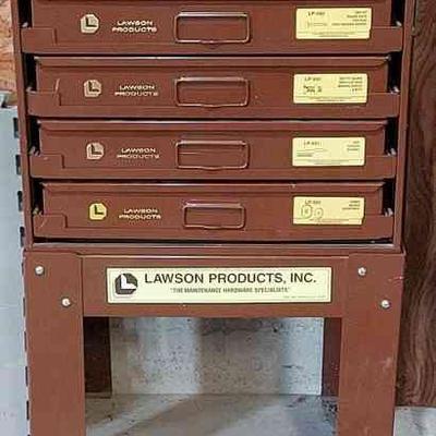 Lawson Hardware Metal 4 Drawer Storage Cabinet * 3 Drawers Filled
