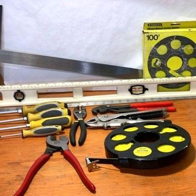 Lawson Torq Screwdrivers & Wrenches, Lockjaw Vice Grips, Stanley 100 Foot Tape, 3 Foot Level, Metal
