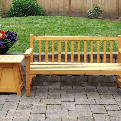 Quality Custom Wood Patio Bench & Side Table
