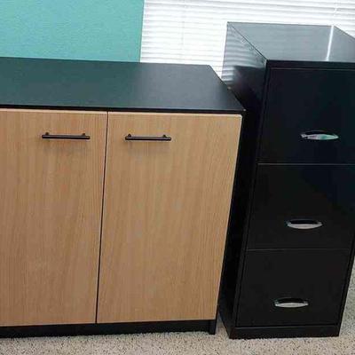 Storage Cabinet & Small Black Metal 3-Drawer File Cabinet * Office
