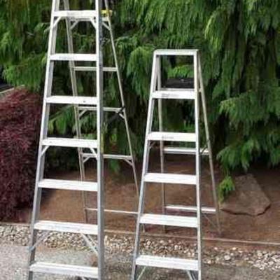 2 Aluminum Painter's Ladders * Werner 8ft & Keller 6 Ft
