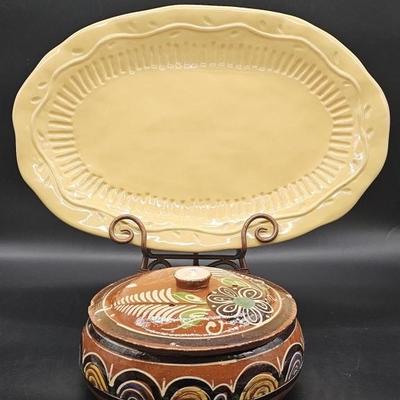Porcelain Platter & Talavera Lidded Box