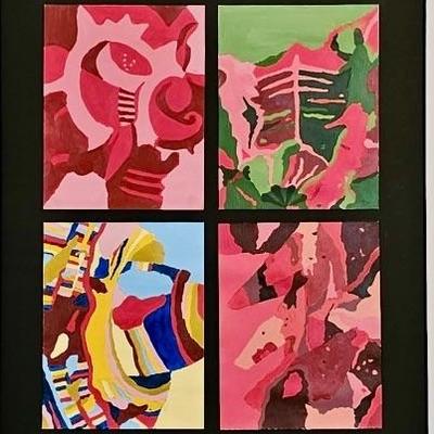 Framed Abstract & Colorful Polyptych Artwork