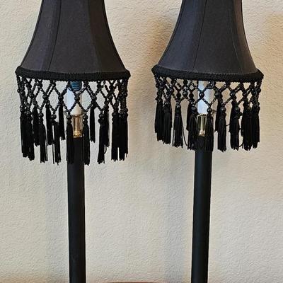 Black Boho Console Lamps w/ Shades