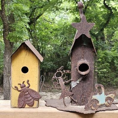 (2) Iron & Wood Birdhouses