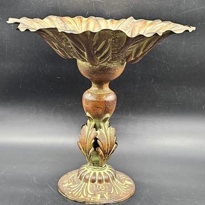 Bronze-Tone w/ Acanthus Leaf Metal Decor Stand